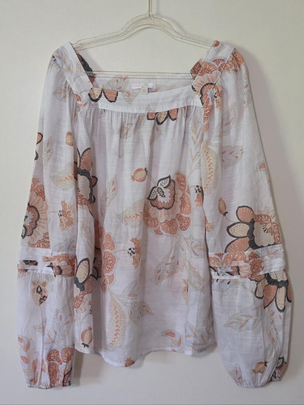LC Floral Blouse Flowy Cottagecore Botanical Earthy Boho Shabby Chic Sz Medium